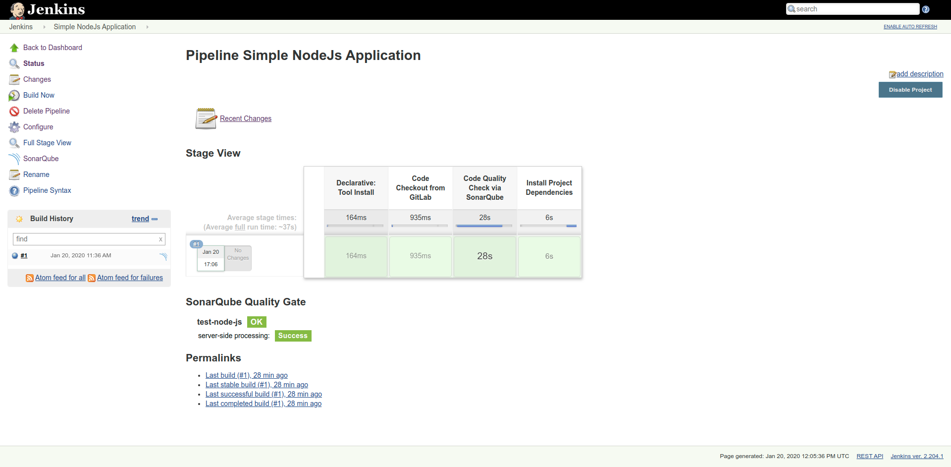 Node application pipeline